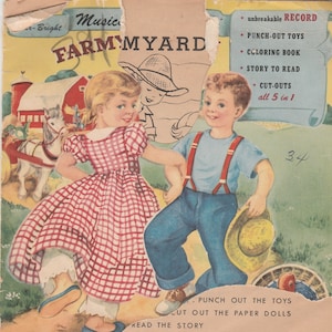 Farmyard Fun - Activity Book and 6.5&quot; 78 RPM Record -  Star Bright 1950