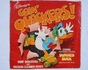 Disney&#39;s Goin&#39; Quackers! Donald Duck - Rare 45 RPM 7 Inch Record 1980