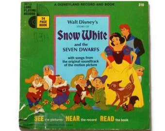 Walt Disney's Snow White And The Seven Dwarfs Book And Record Set * Disneyland Records 1966