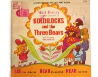 Walt Disney's The Story Of Goldilocks And The Three Bears Book And 7 Inch Single Record Set * Disneyland Records 1967