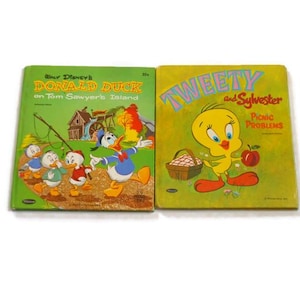 2 Whitman Tell a Tale Miniature Cartoon Books * Donald Duck and Tweety & Sylvester 1960, 1970