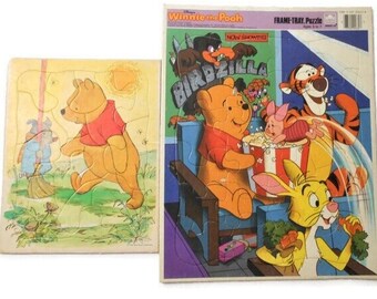 Two Vintage Winnie The Pooh Frame Tray Puzzles - 1964, 1990s