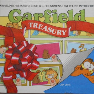 Garfield Treasury & Garfield The Big Star by Jim Davis - Classic Comic Strips 1980s - Rare Hardback