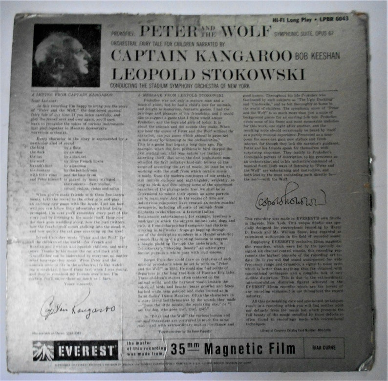 LP Captain Kangaroo Bob Keesahn Peter and the Wolf - Stadium Symphony Orchestra Of New York - 12" Album image 3