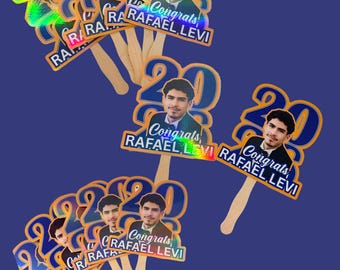 Custom Graduation Photo Fan | Personalized Grad Party Decor (Holographic)