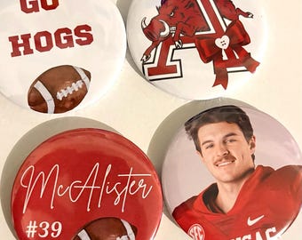 Custom Football Player Buttons, Senior Night, Game Day Spirit Pins, Photo Sports Mom Gift