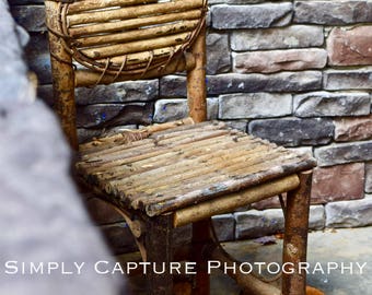 Wooden Chair Against Stone - Digital Download