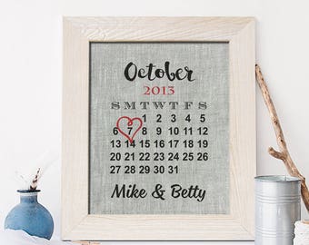 4th Linen Anniversary gift, 4 Years Together print, fourth Calendar Linen Engagement gift for husband wife, date print