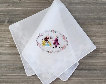 Marriage Proposal Hankie, Embroidered Vintage Handkerchief, Bride's Keepsake, Wedding Shower or Engagement Gift