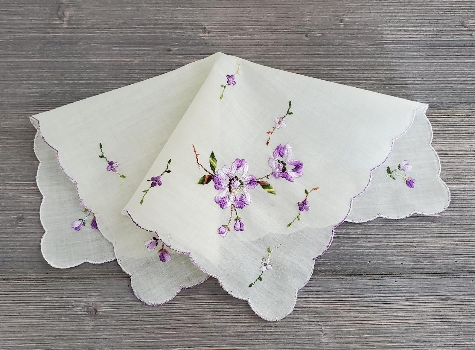 Purple fashion accessories - Purple floral handkerchief
