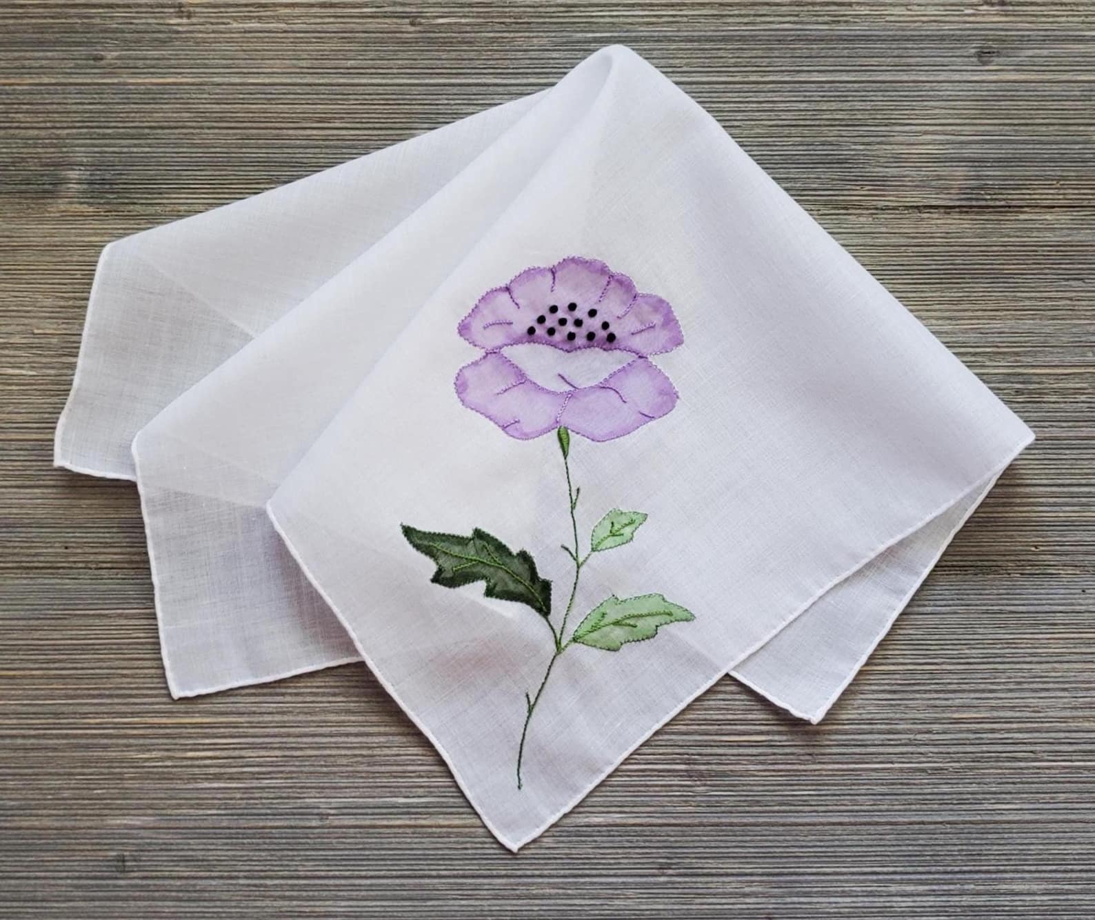 Purple fashion accessories - purple poppy handkerchief