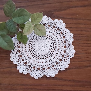 White Crochet Doily 9&quot;, Handmade Table Topper, Vintage Home Décor