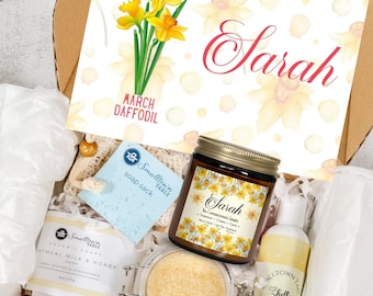Personalized Birth Flower Spa Gift Set, Self Care Package