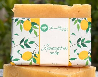 Handmade Lemongrass Soap, Homemade Citrus Soap Bars, Lemon Essential Oils Natural Scented, Best Seller Pretty Soap, Stocking Stuffer