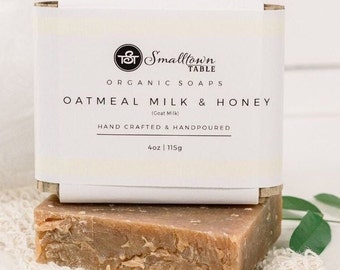 Goat's Milk Soap Bar, Honey Oatmeal, Exfoliating Shower Soap