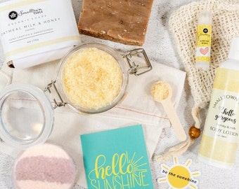 Sunshine Self Care Gift Box, Honey Oatmeal Soap, Bath Soak