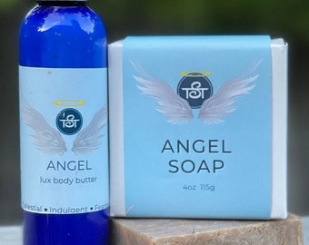 Angel Soap and Lotion Gift for Her - Handcrafted Artisan Soap Organic Goat Milk, Thierry Mugler Classic Perfume Scent