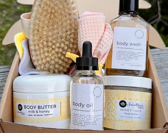 Organic Spa Gift Set for Women, Dry Brush, Natural Skincare