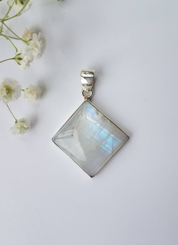 Sterling Silver Rainbow Moonstone Pendant