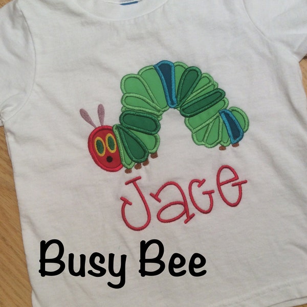 Appliqued Hungry Caterpillar Birthday Shirt or bodysuit