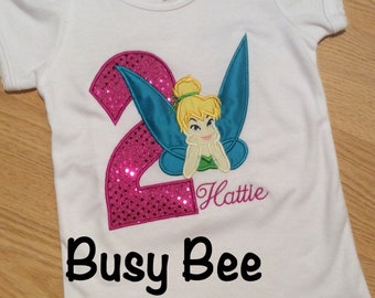 Custom Appliqued Tinker Bell Birthday Shirt