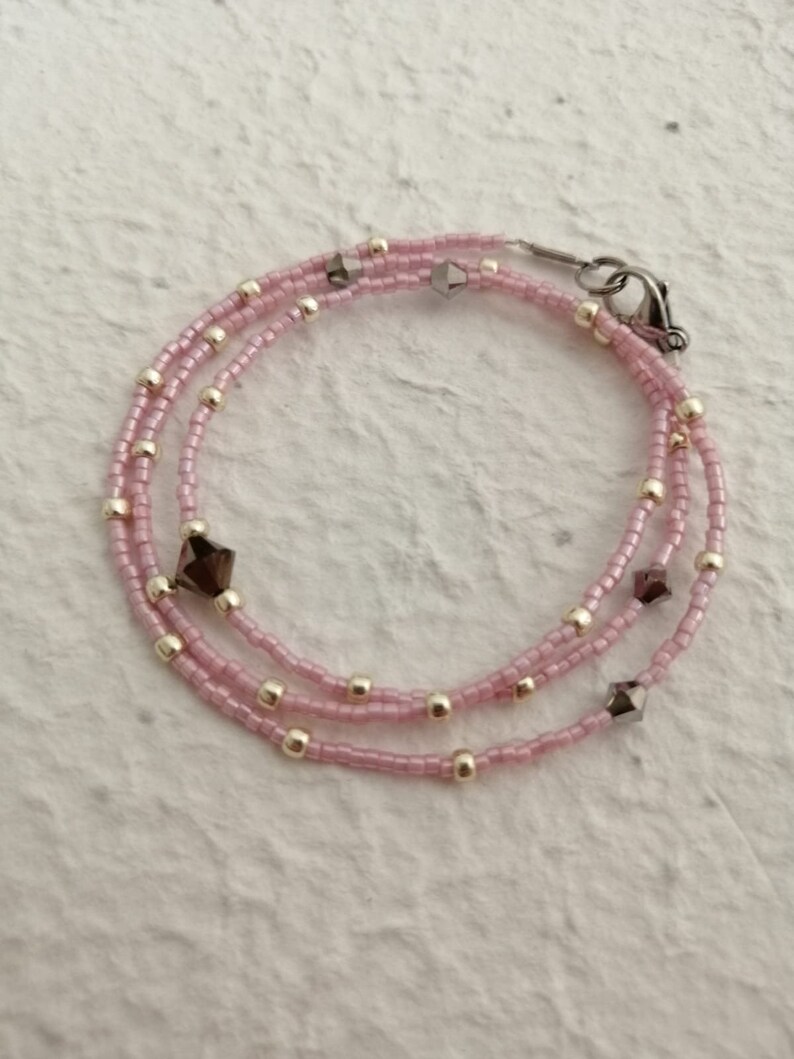 summer anklet lightweight and youthful layerable boho wire necklace Pink and silver multi-metal necklace stackable bracelet collar