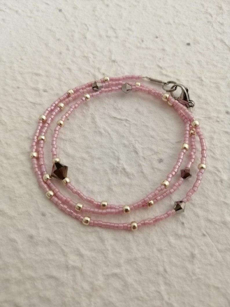 summer anklet lightweight and youthful layerable boho wire necklace Pink and silver multi-metal necklace stackable bracelet collar