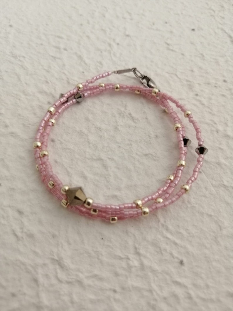 summer anklet lightweight and youthful layerable boho wire necklace Pink and silver multi-metal necklace stackable bracelet collar