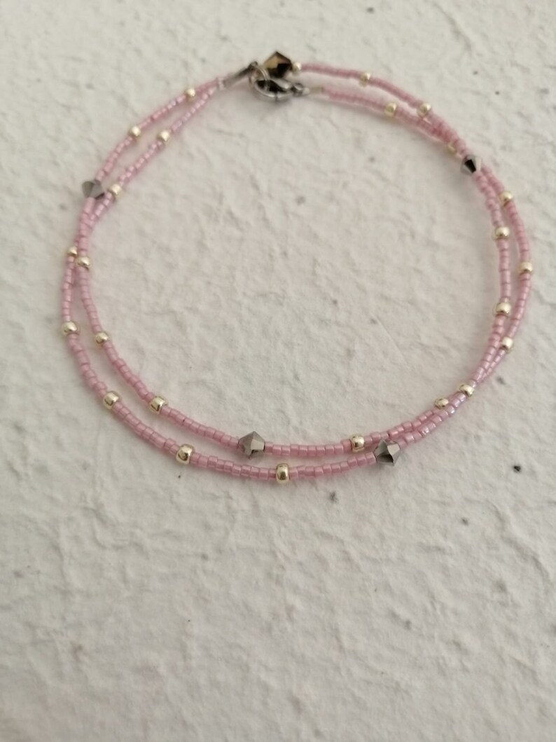 summer anklet lightweight and youthful layerable boho wire necklace Pink and silver multi-metal necklace stackable bracelet collar