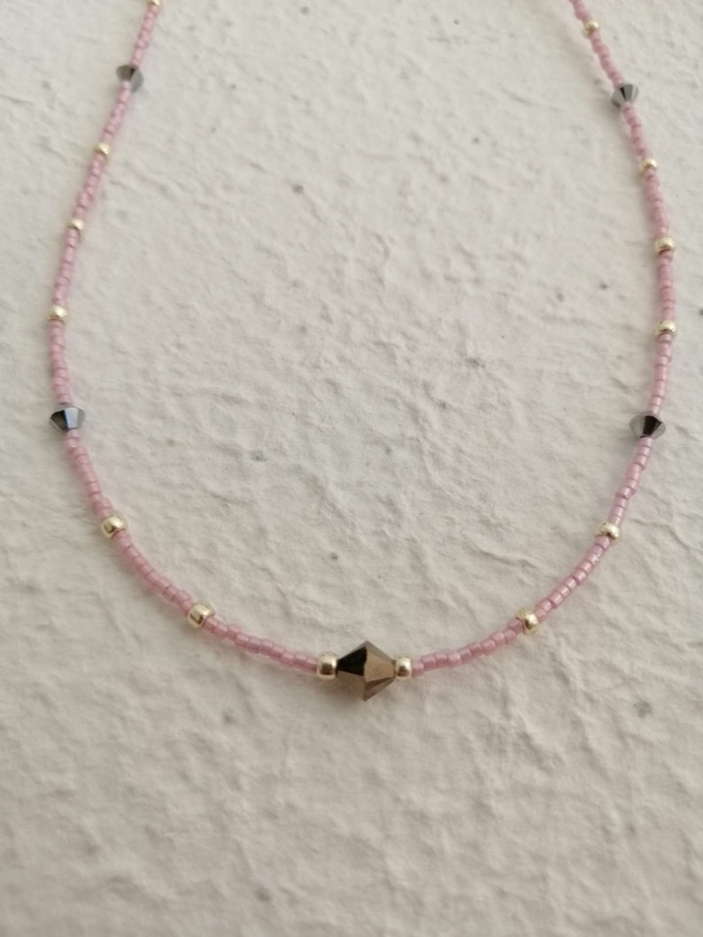 summer anklet lightweight and youthful layerable boho wire necklace Pink and silver multi-metal necklace stackable bracelet collar