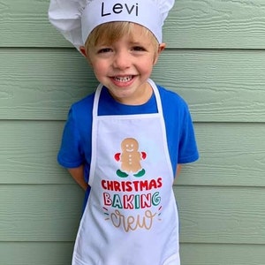 Christmas Baking Crew Apron and Chef Hat Child image 1