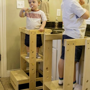 Toddler Step Stool, Tot Tower, Adjustable Step Stool, Learning tower, Montessori Furniture, Kitchen Tower, Toddler, Toddler Gifts image 2