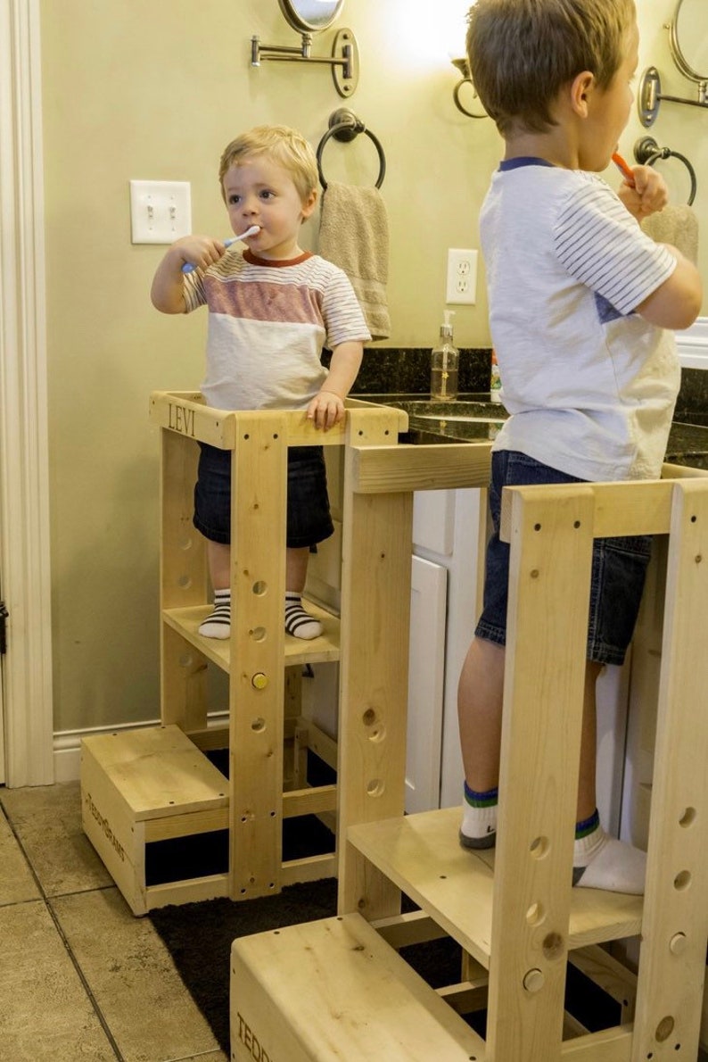 Toddler Step Stool, Tot Tower, Adjustable Step Stool, Learning tower, Montessori Furniture, Kitchen Tower, Toddler, Toddler Gifts image 2