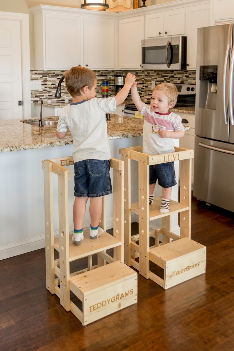 Toddler Step Stool, Tot Tower, Adjustable Step Stool, Learning tower, Montessori Furniture, Kitchen Tower, Toddler, Toddler Gifts image 3