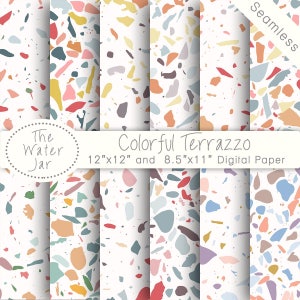 Colorful Terrazzo Digital Wallpaper, Digital Terrazzo Designs, Italian Stone Texture Tile Patterns, Digital Paper Pack, Colored Stone Tile