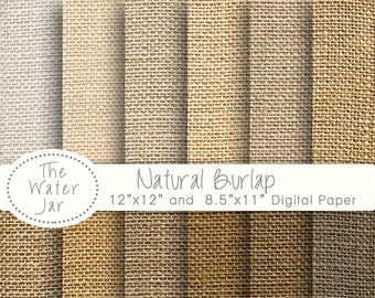 Burlap Digital Paper Pack, Printable Burlap Textures, Digital Wallpaper Background, Jute Hessian Sack Cloth