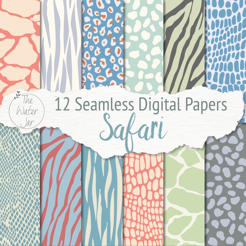 Safari Animal Print Digital Paper Pack, Animal Skin Printable Paper ...