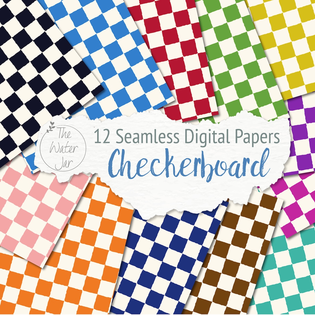 Printable Checkerboard Digital Paper Pack Designs in Bright Colors ...