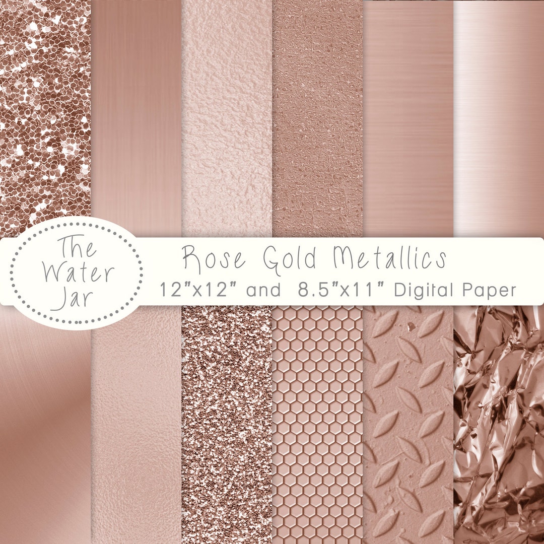 Rose Gold Digital Paper Rose Gold Texture Digital Download Pattern Design,  Rose Gold Glitter, Sunburst, Roses, Triangles, Stripes and Dots 