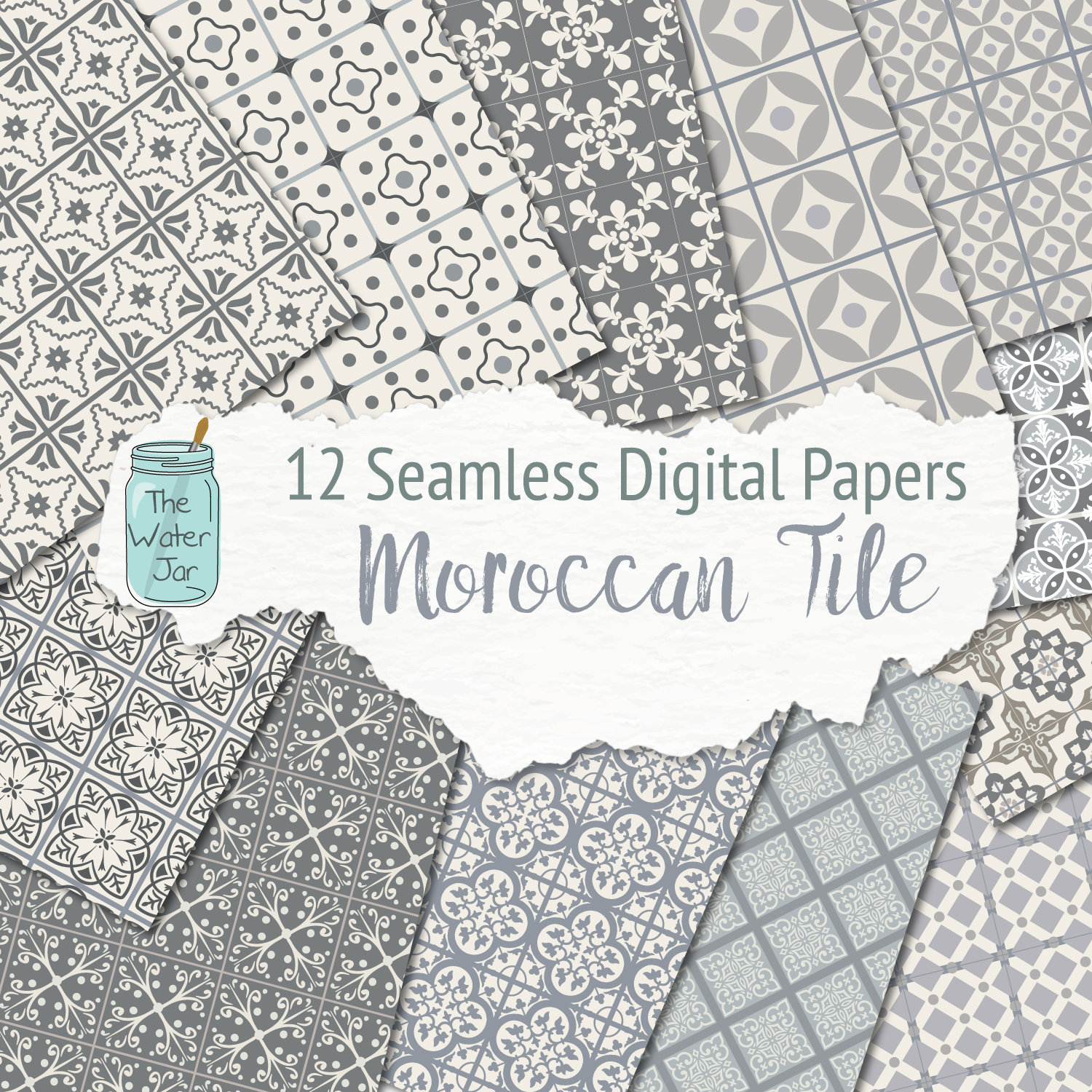 Black and White Moroccan Paper Moroccan Craft Digital Ethnic Patterns