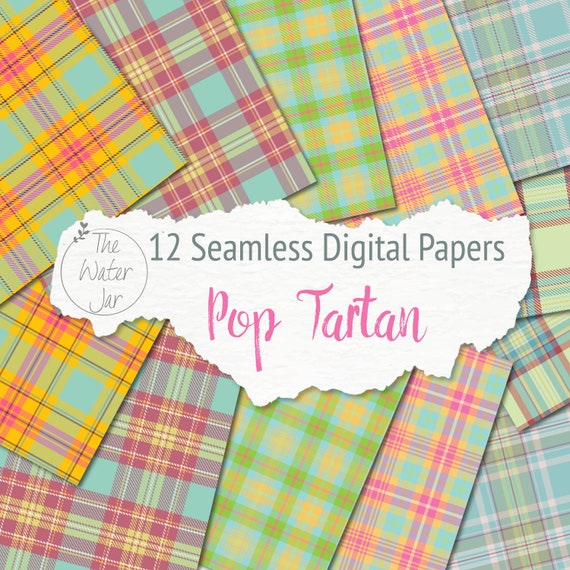 Buffalo Plaid Digital Paper Pack, Plaid Digital Designs, Seamless Tartan Background Wallpaper, Bright Colorful Printable Madras Plaid