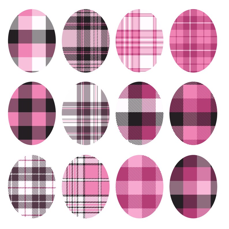 Download Seamless Plaid Digital Paper in Pink Black and White ...