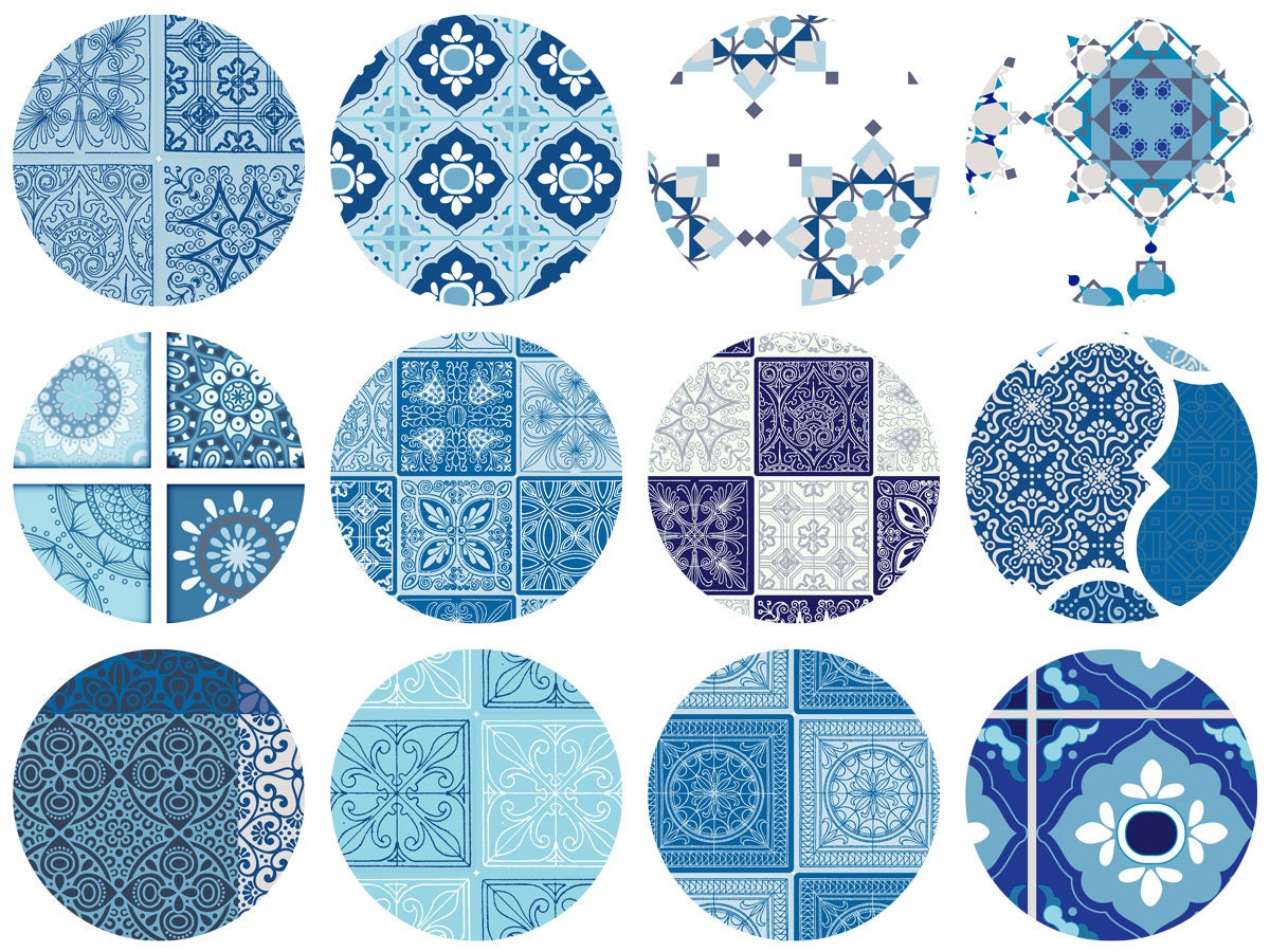 Moroccan Tile Digital Paper Pack, Blue Moroccan Pattern Digital ...