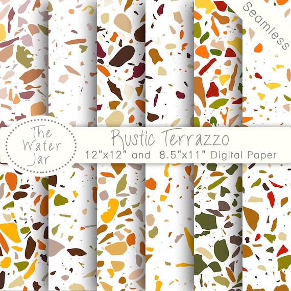 Download Terrazzo Digital Paper Pack Pattern In Fall Autumn Colors Etsy