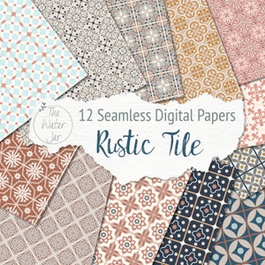 Piastrelle rustiche digitali, pacchetto di carta digitale, motivo di design di piastrelle mediterranee, design di piastrelle per pavimenti antichi senza soluzione di continuità, sfondo per iPhone