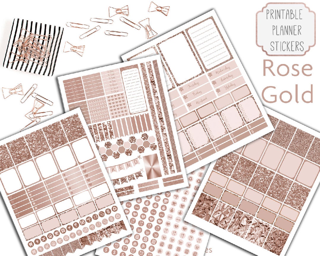 Printable Rose Gold Planner Stickers Digital Rose Gold - Etsy