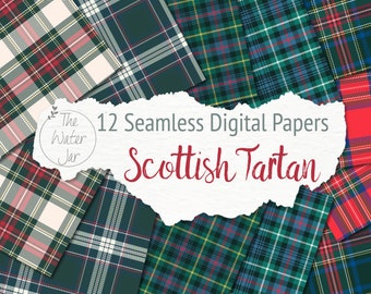 Scottish Tartan Digital Paper, Seamless Tartan Patterns, Traditional Plaid Backdrops, Printable Check Designs, Digital Decor, Checkered