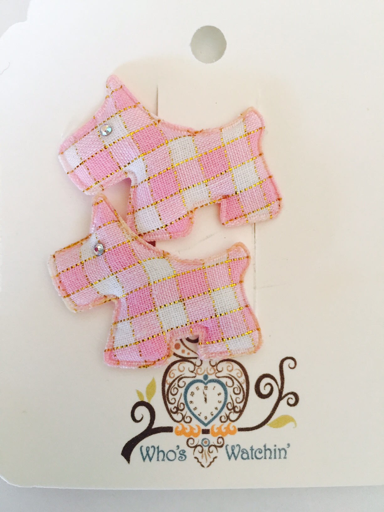 Pink or Brown Plaid Scottie Dog Hair Clips Etsy