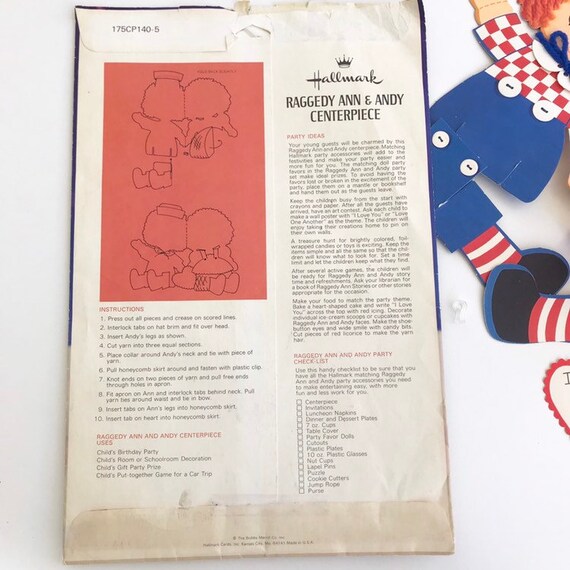 Vintage Hallmark Raggedy Ann Andy Party Decoration Etsy