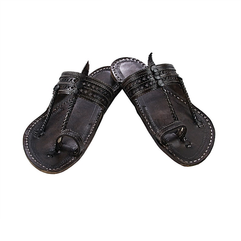 Black Kolhapuri Chappal Handmade sandal Men Flip Flop Men | Etsy